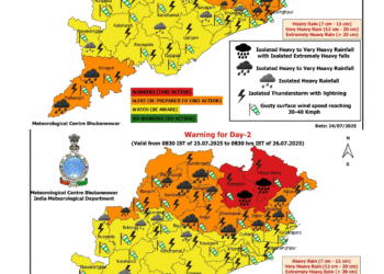 ପ୍ରବଳରୁ ଅତିପ୍ରବଳ ବର୍ଷା ସମ୍ଭାବନା: ରାଜ୍ୟର ୪ ଜିଲ୍ଲାକୁ ରେଡ୍‌ ଆଲର୍ଟ ଜାରି